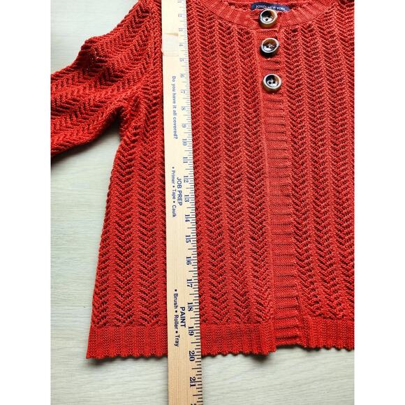 SWEATER-JONES NEW YORK SIGNATURE PETITE-Rust-Chevron Stitch-SIZE P-SML - Picture 14 of 16